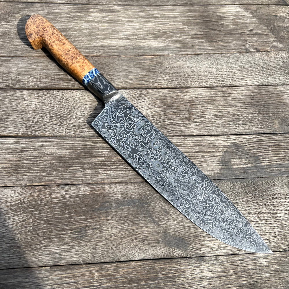 Apple Valley Forge - Custom Integral Mosaic Damascus Chef Knife w/ Iro -  New West KnifeWorks