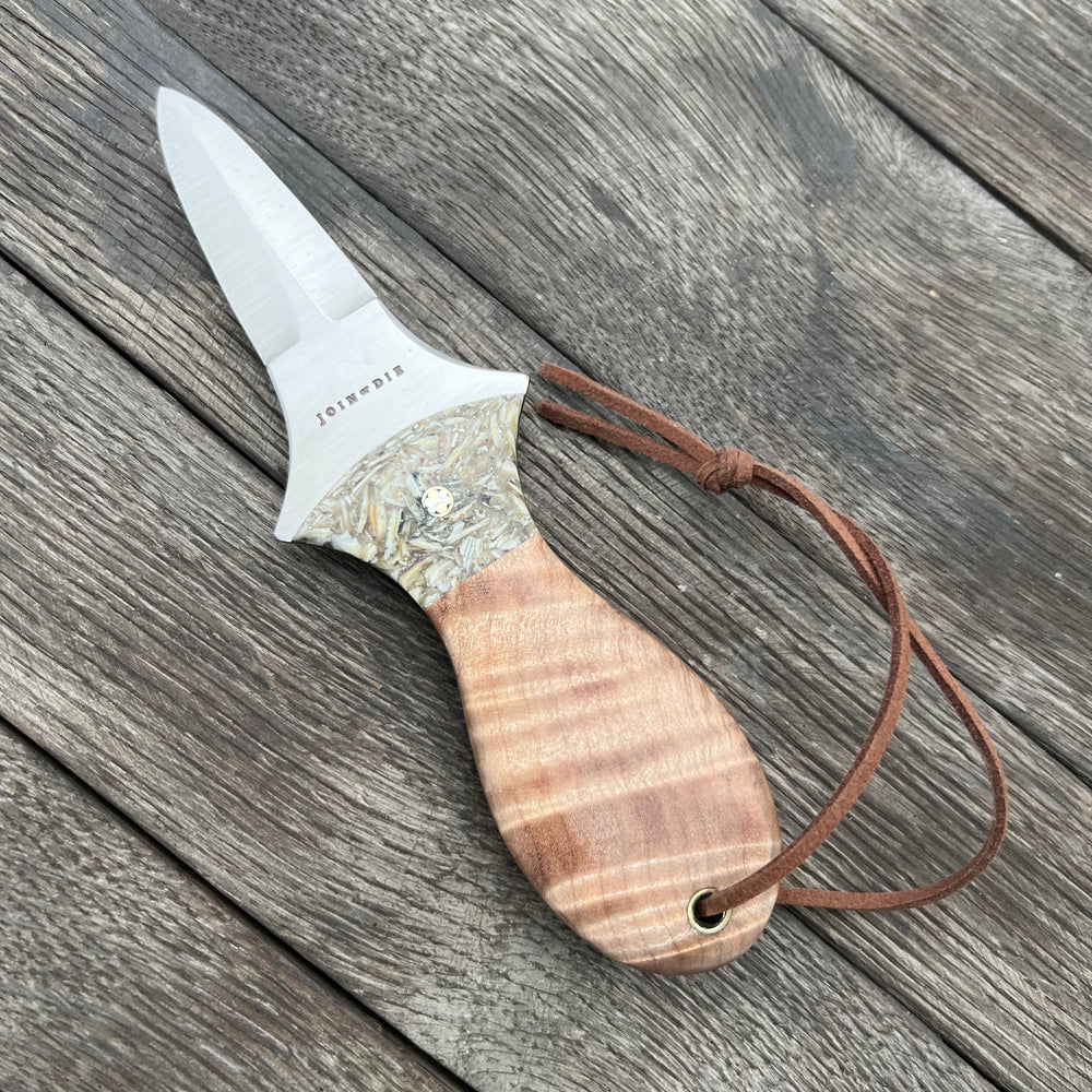 
                  
                    Maple burl & Oyster Shell Oyster Knife
                  
                